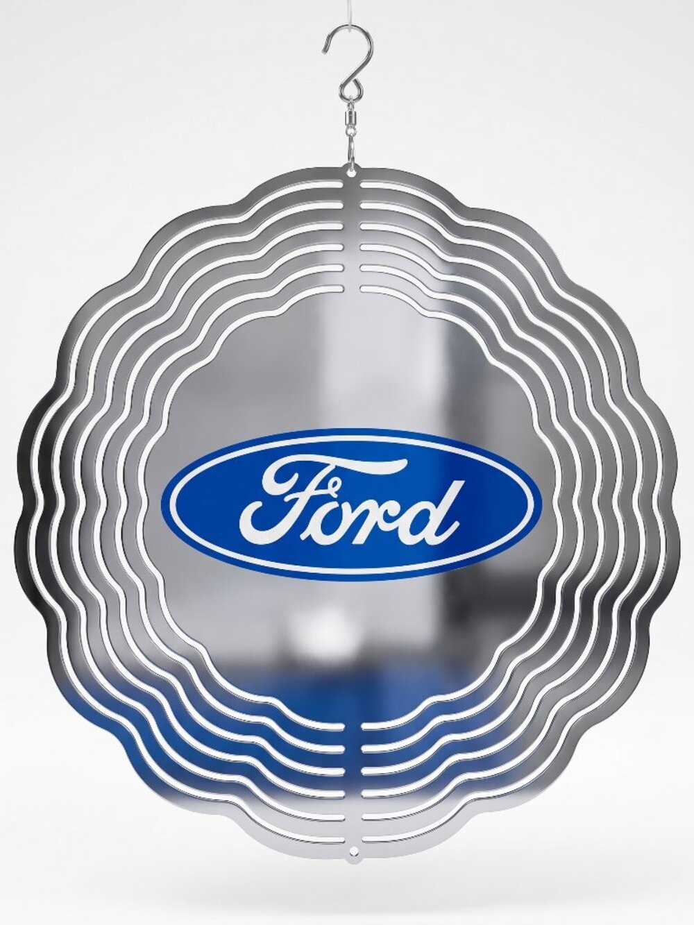 10" Ford Blue Oval Kinetic Wind Spinner - Metal Hanging Yard Decor
